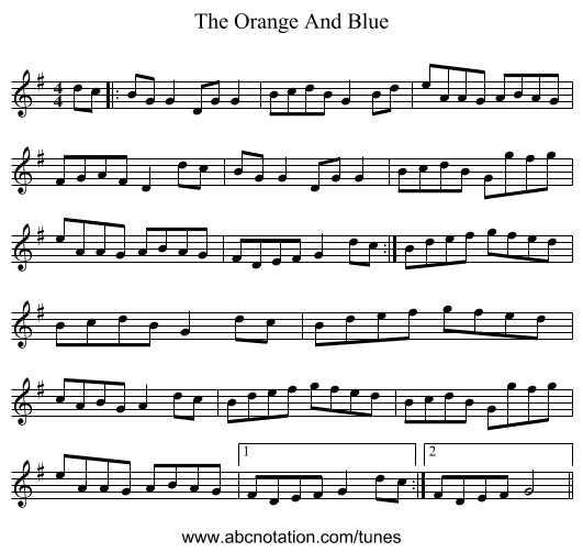 The Orange And Blue - staff notation