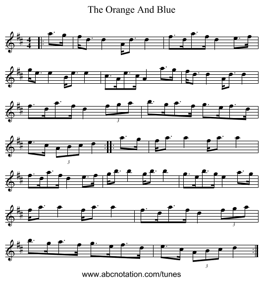 The Orange And Blue - staff notation