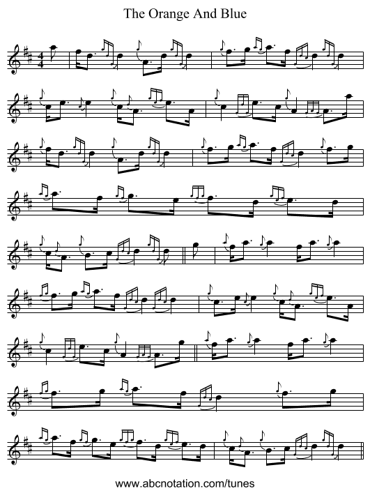 The Orange And Blue - staff notation