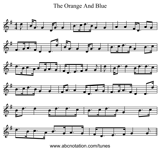 The Orange And Blue - staff notation