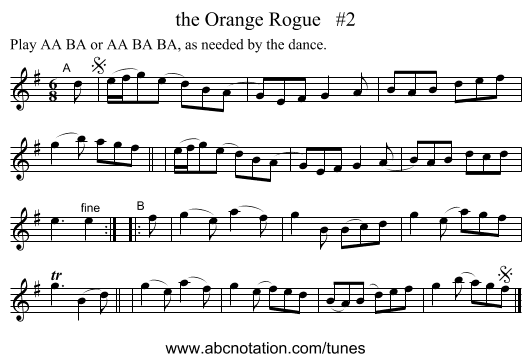 the Orange Rogue   #2 - staff notation