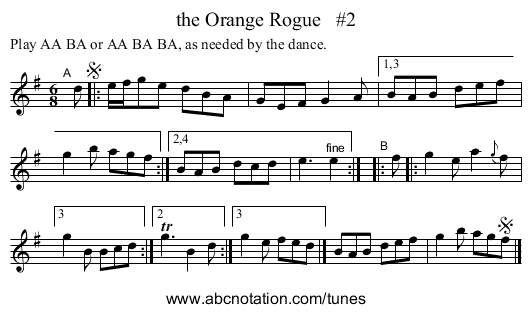 the Orange Rogue   #2 - staff notation