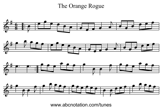 The Orange Rogue - staff notation