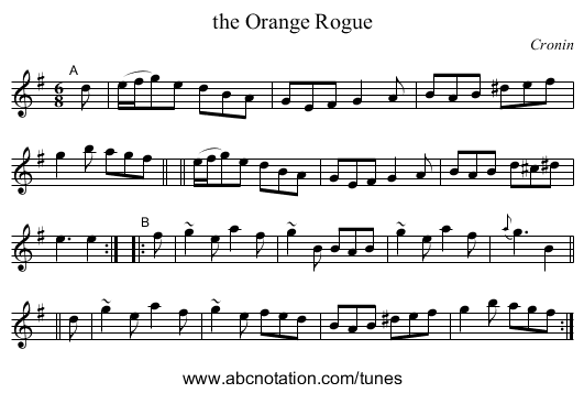 the Orange Rogue - staff notation
