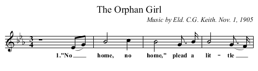 The Orphan Girl - staff notation