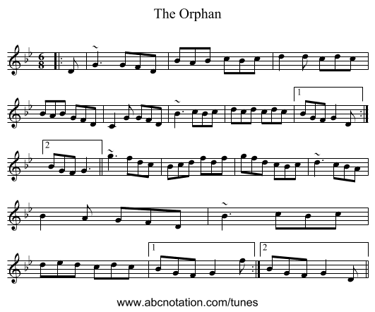 The Orphan - staff notation