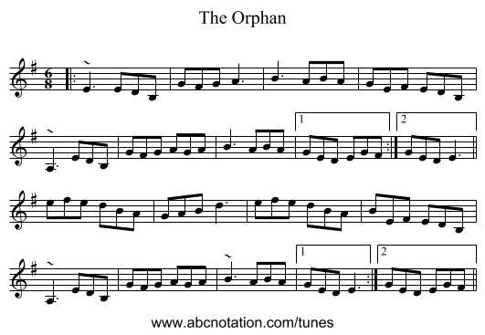 The Orphan - staff notation