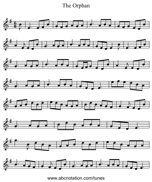 The Orphan - staff notation