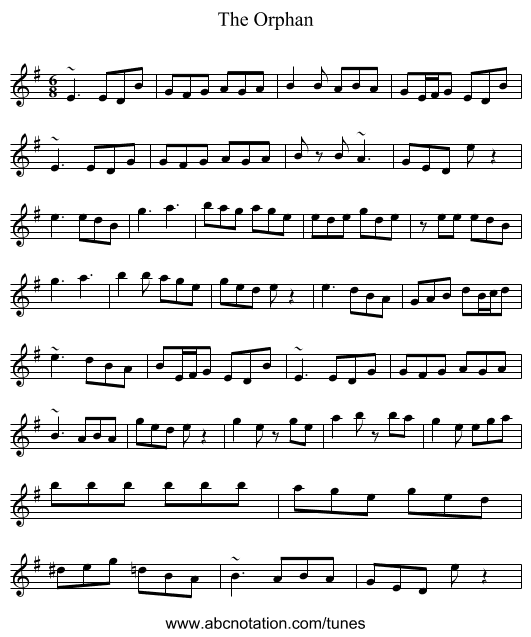 The Orphan - staff notation