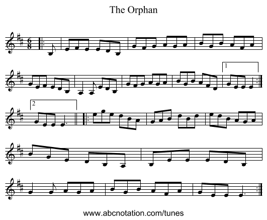 The Orphan - staff notation