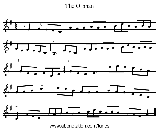 The Orphan - staff notation