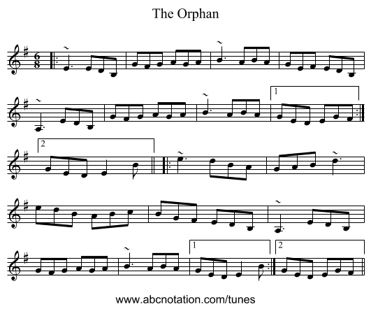 The Orphan - staff notation