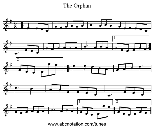 The Orphan - staff notation