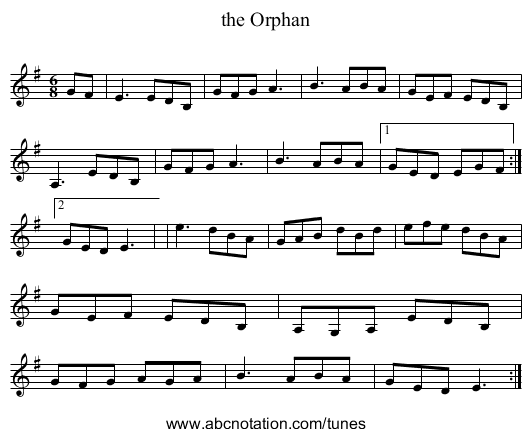 the Orphan - staff notation