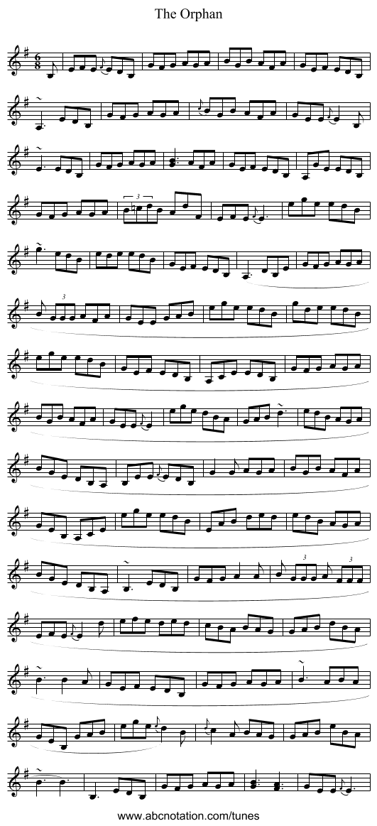 The Orphan - staff notation