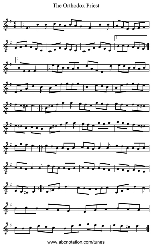 The Orthodox Priest - staff notation