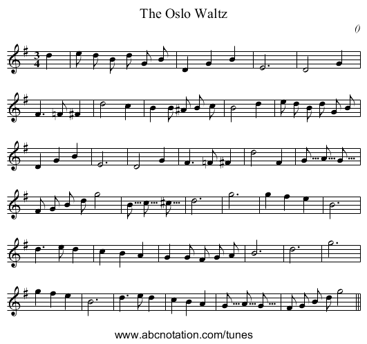 The Oslo Waltz - staff notation