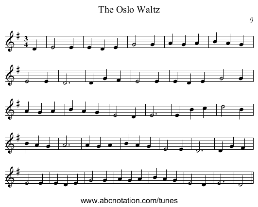 The Oslo Waltz - staff notation