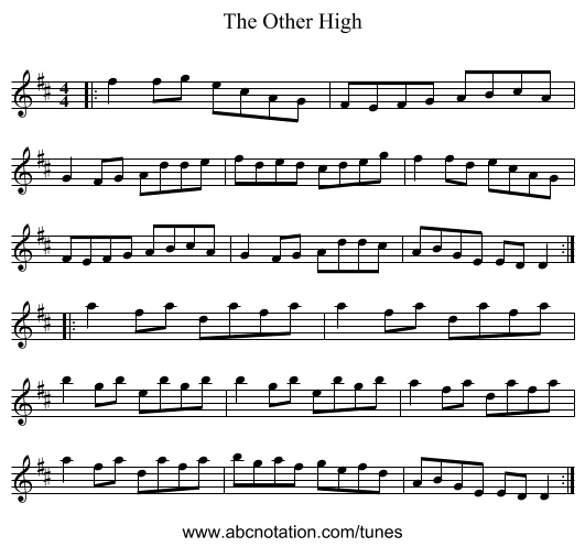 The Other High - staff notation