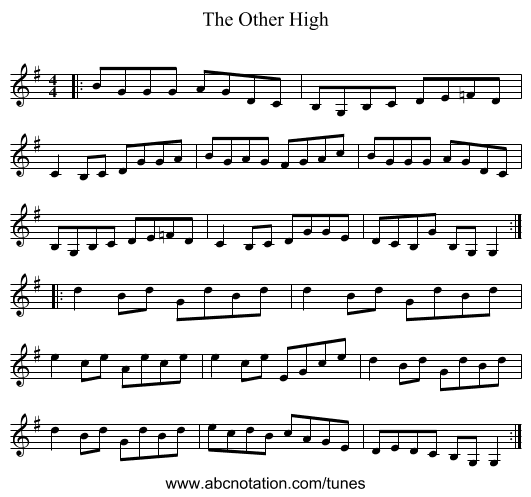 The Other High - staff notation