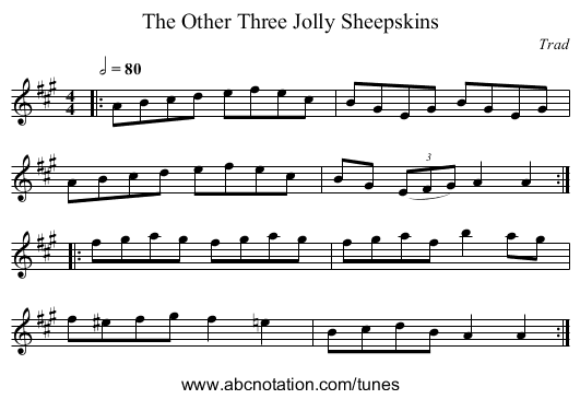 The Other Three Jolly Sheepskins - staff notation