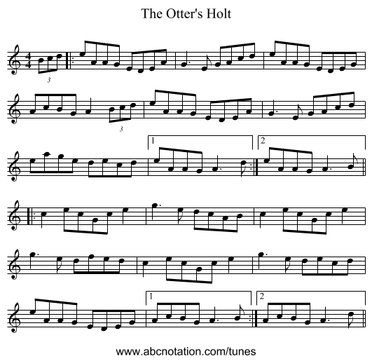 The Otter's Holt - staff notation