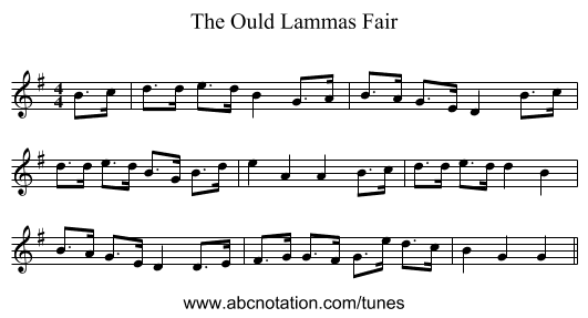 The Ould Lammas Fair - staff notation