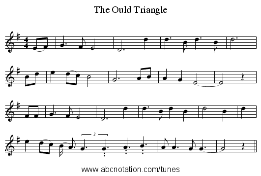 The Ould Triangle - staff notation