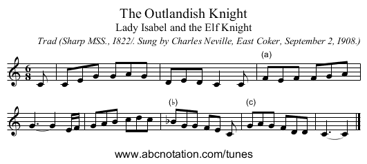 The Outlandish Knight - staff notation