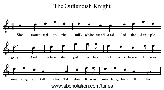 The Outlandish Knight - staff notation