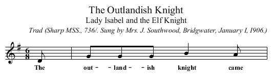 The Outlandish Knight - staff notation