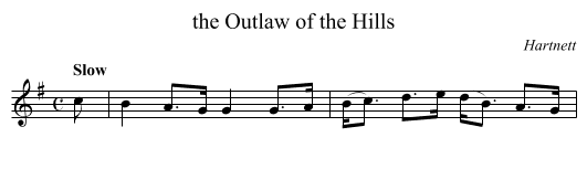 the Outlaw of the Hills - staff notation