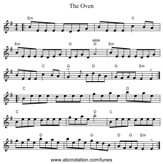 The Oven - staff notation