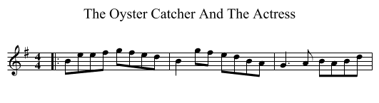 The Oyster Catcher And The Actress - staff notation