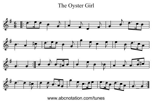 The Oyster Girl - staff notation