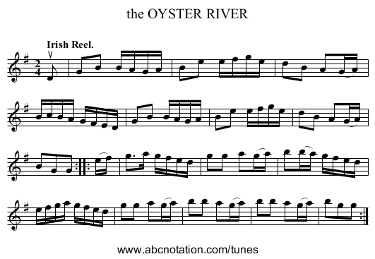 the OYSTER RIVER - staff notation