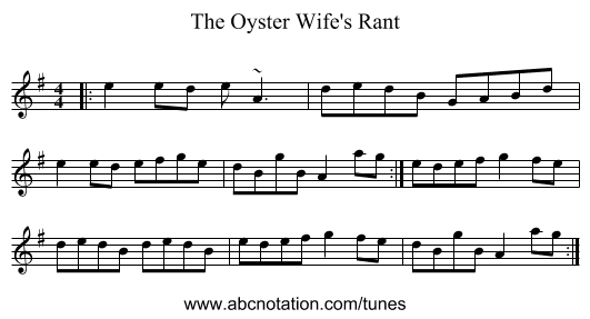 The Oyster Wife's Rant - staff notation