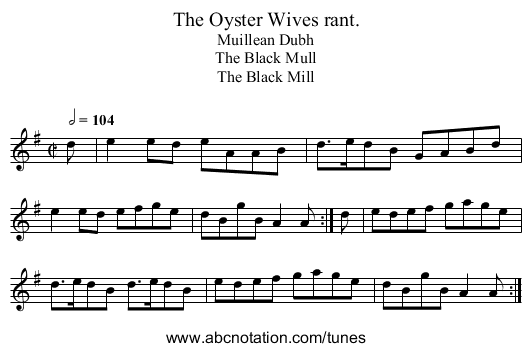 The Oyster Wives rant. - staff notation