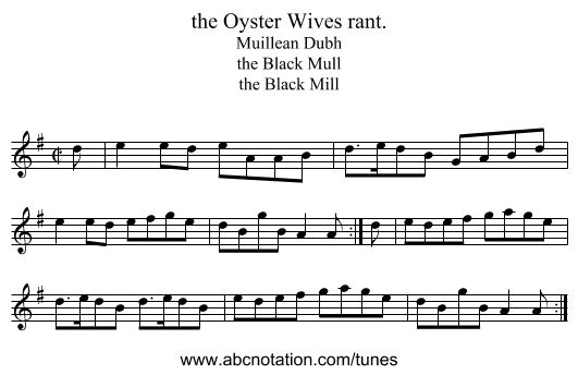 the Oyster Wives rant. - staff notation