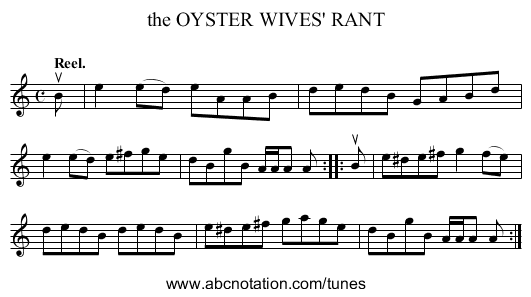the OYSTER WIVES' RANT - staff notation