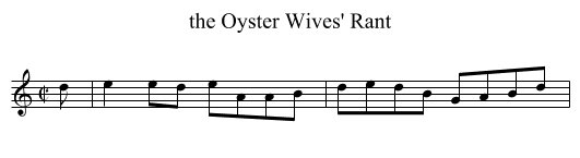 the Oyster Wives' Rant - staff notation