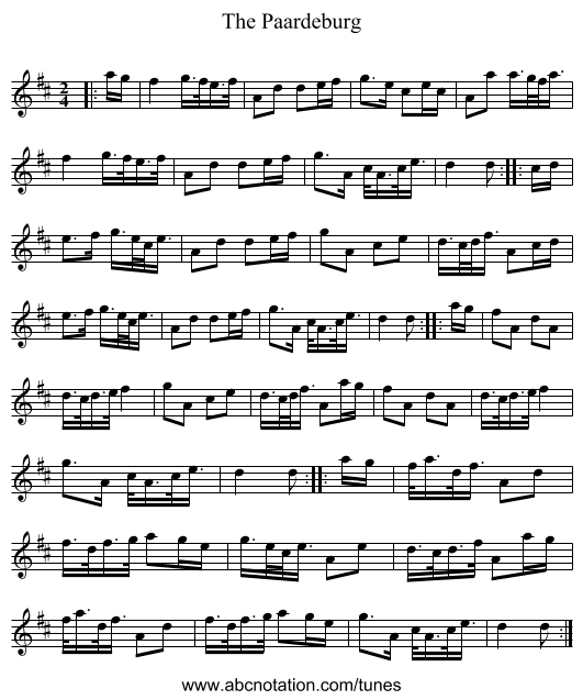 The Paardeburg - staff notation
