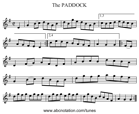 The PADDOCK - staff notation