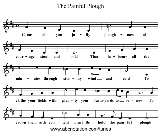 The Painful Plough - staff notation