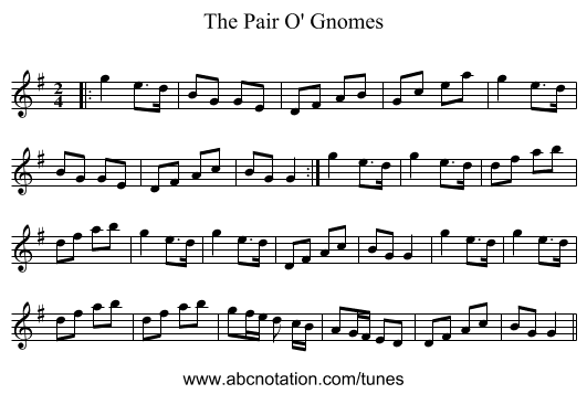 The Pair O' Gnomes - staff notation