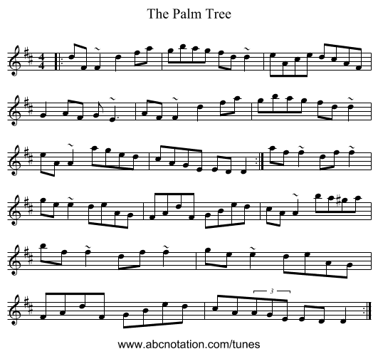 The Palm Tree - staff notation