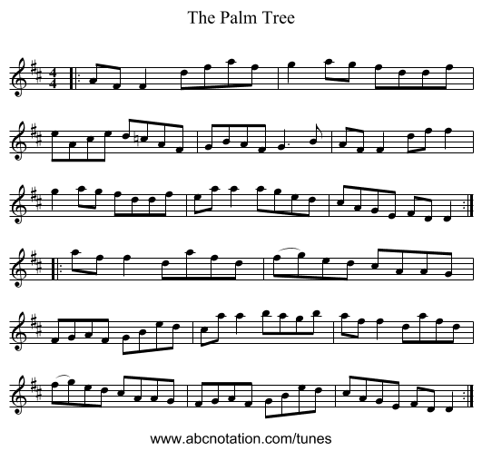 The Palm Tree - staff notation