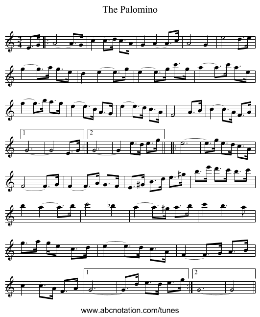 The Palomino - staff notation