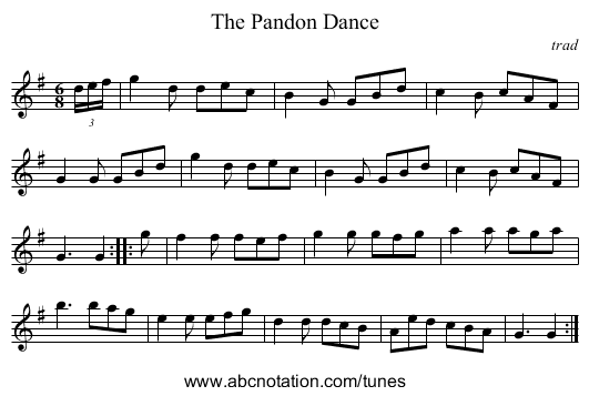 The Pandon Dance - staff notation