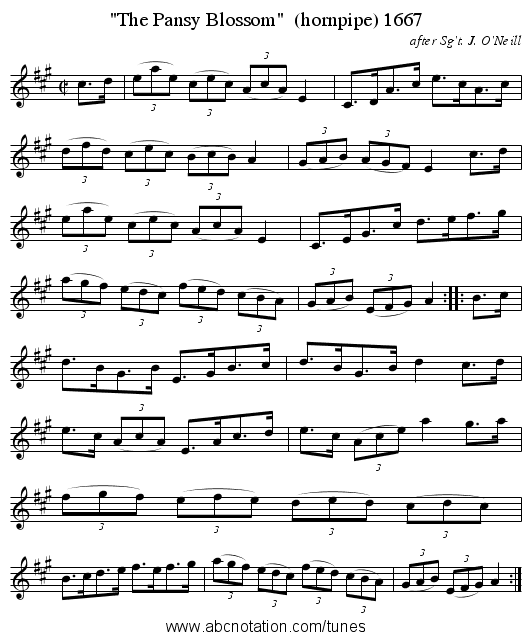 The Pansy Blossom  (hornpipe) 1667 - staff notation